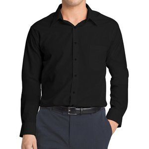 Van Heusen Men's Dress Shirt Regular Fit Poplin Solid Black 16  32/33